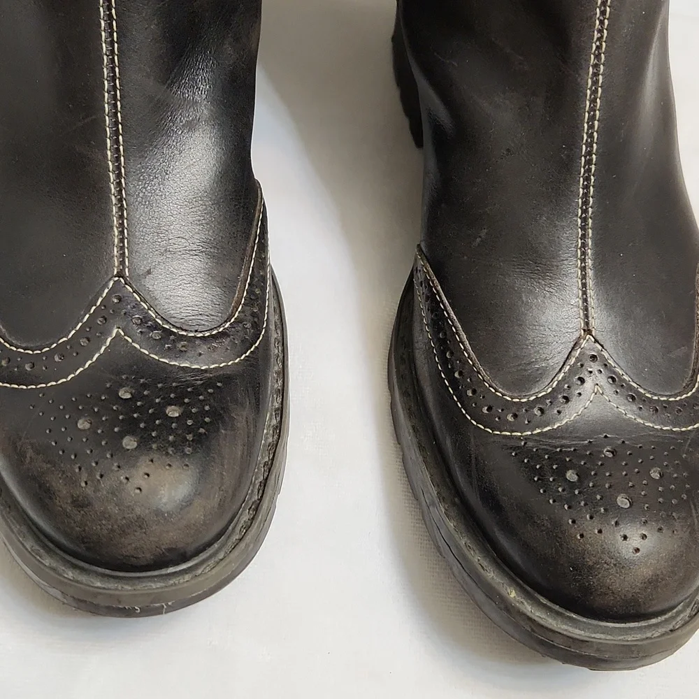 Timberland Tall Wingtip Leather Heeled Boots (W Size 7.5) - Picture 6 of 16